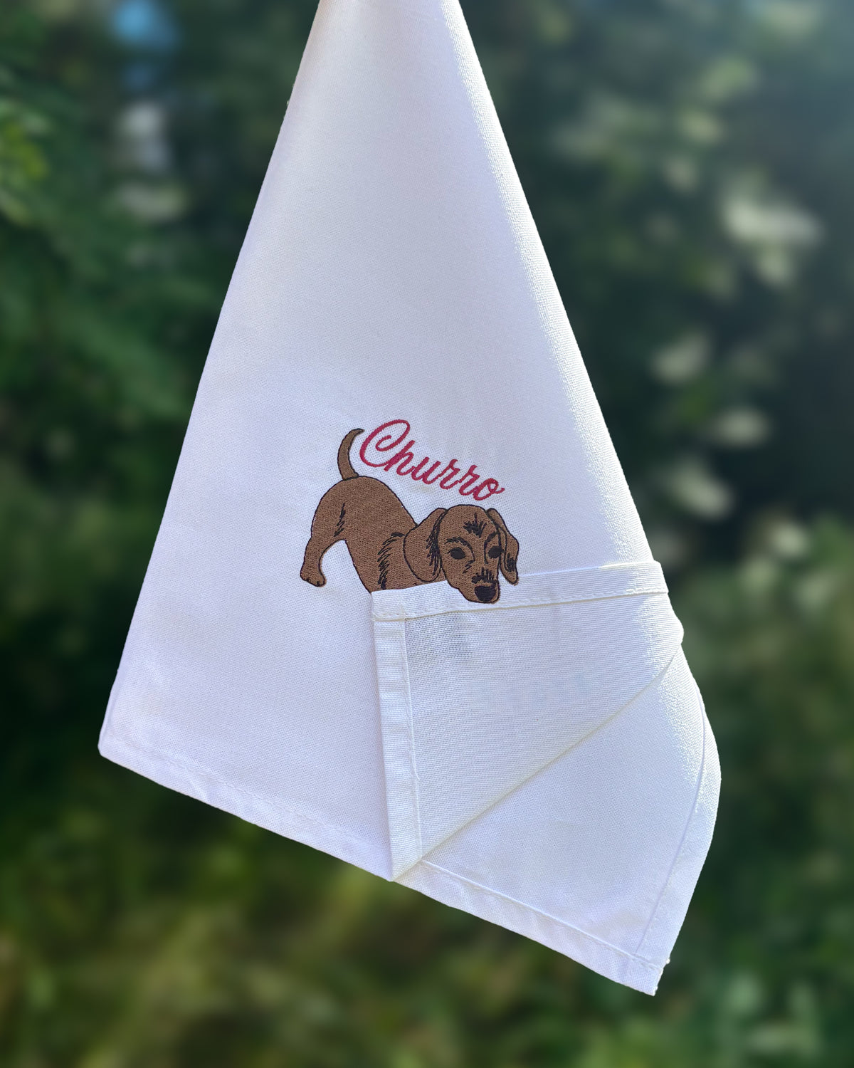 Brodeerattu puuvillapyyhe - lemmikin kuvalla
