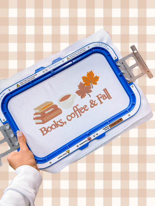 Brodeerattu college books, coffee & fall
