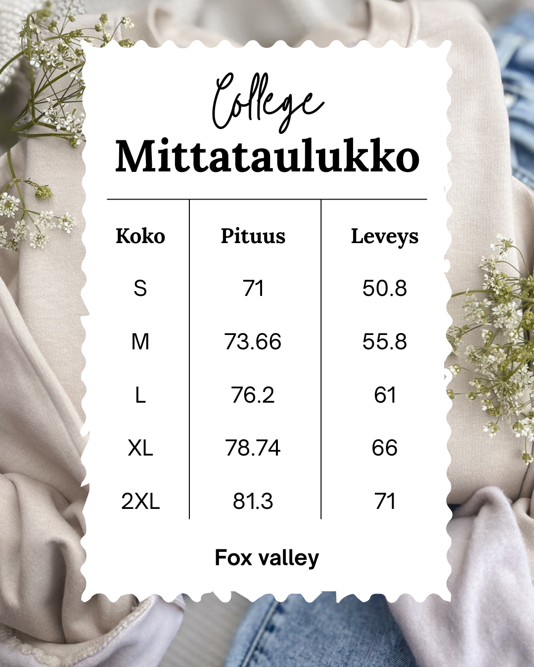 Brodeerattu keepsake college - oma teksti