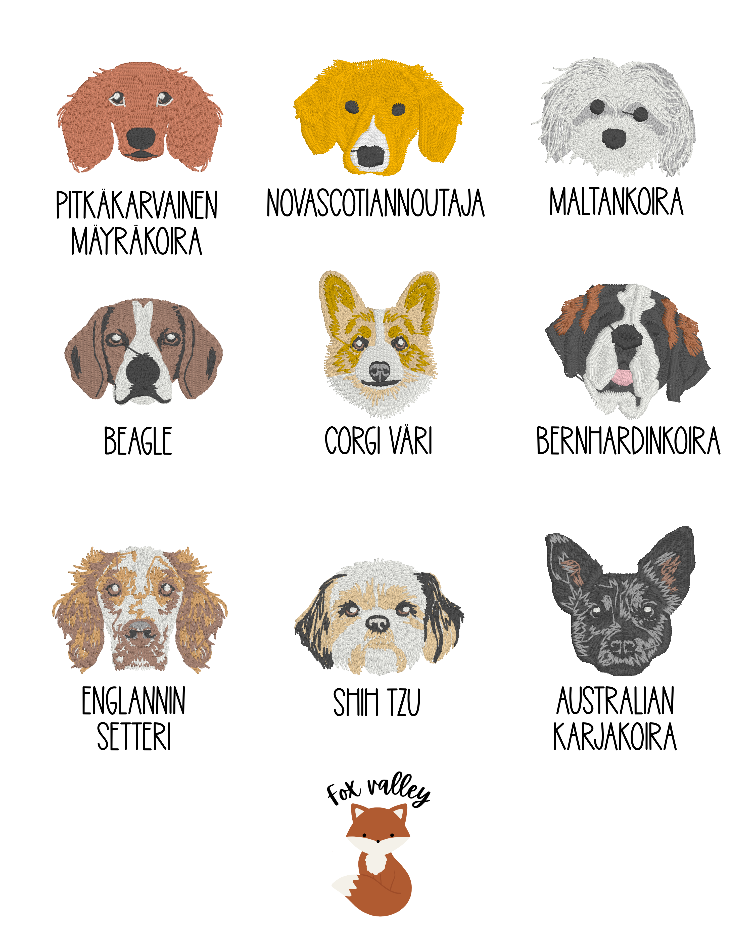 Brodeerattu vintage lippis koiran kuvalla